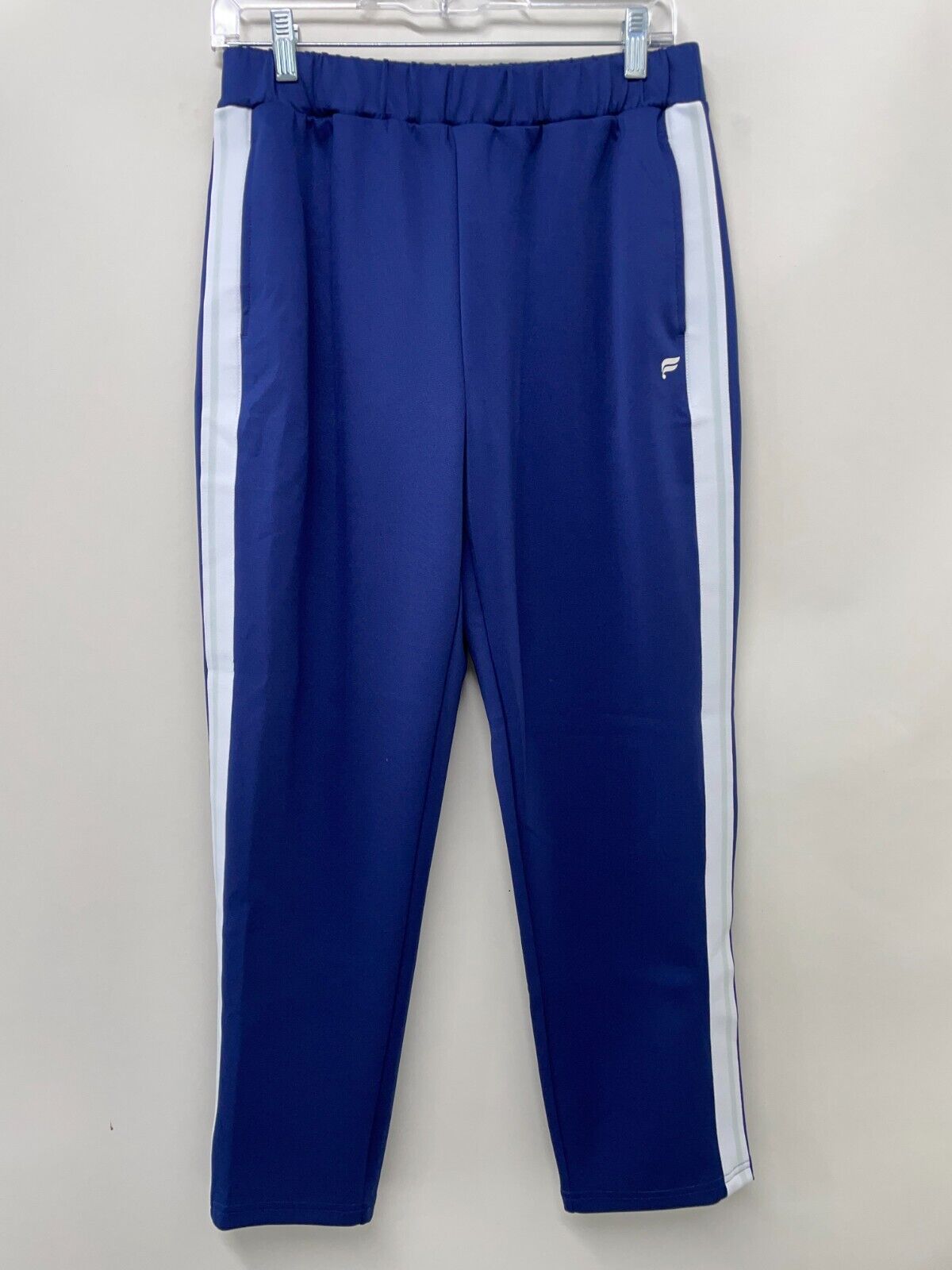 Fabletics Womens M Tapered Tricot Pants Collegiate Navy Multi Stripe PT2355161