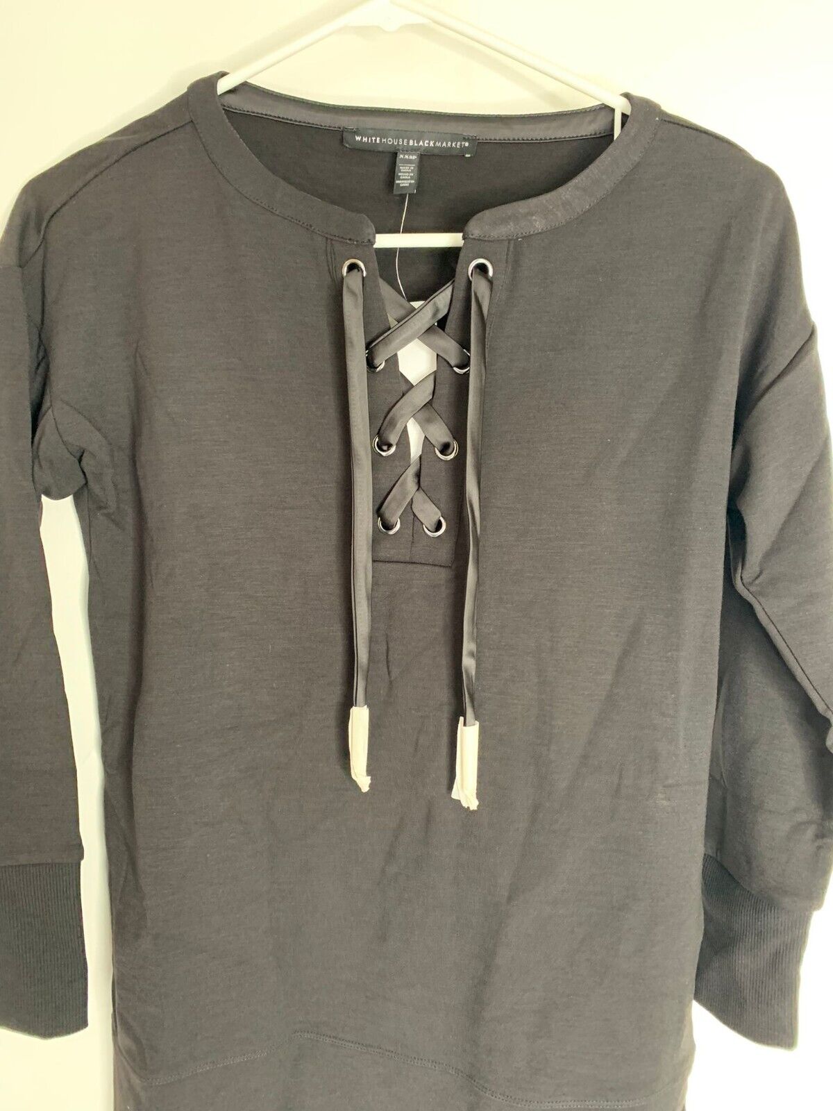 White House Black Market Womens XXSP PXXS Long Sleeve Cozy Lace Up Tunic Top