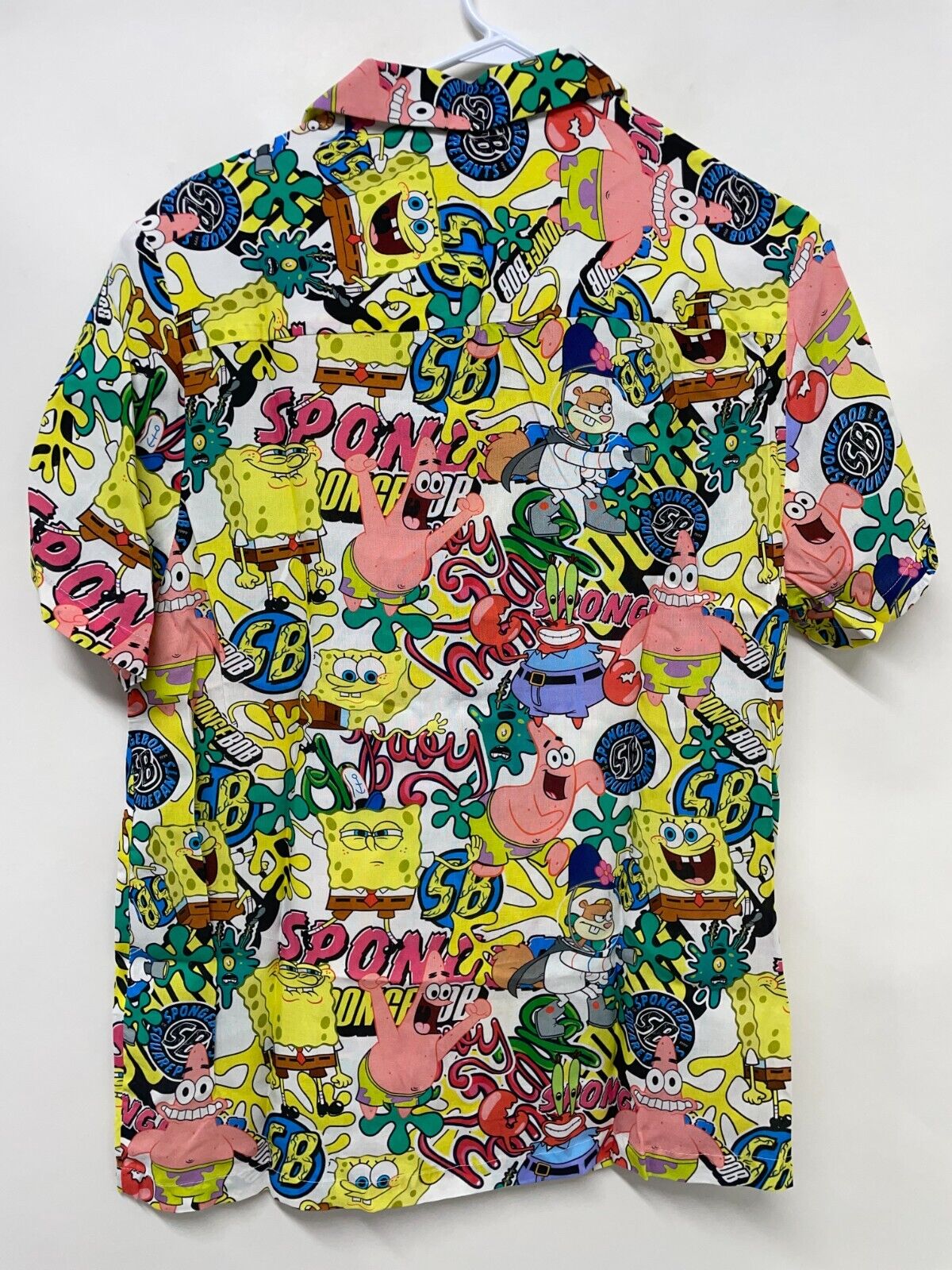 ASOS Men's S Relaxed Revere Shirt Bright Spongebob Character Print 117607575 NWT