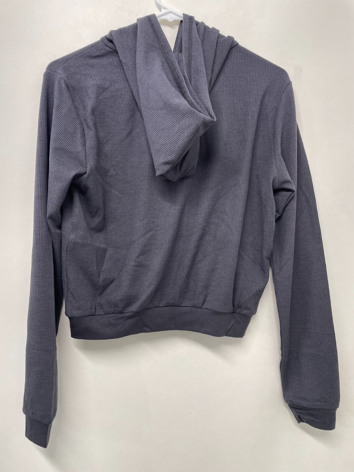 Fabletics Women's XS Zip-Up Waffle Hoodie Pewter Dark Gray Long Sleeve Comfy NWT