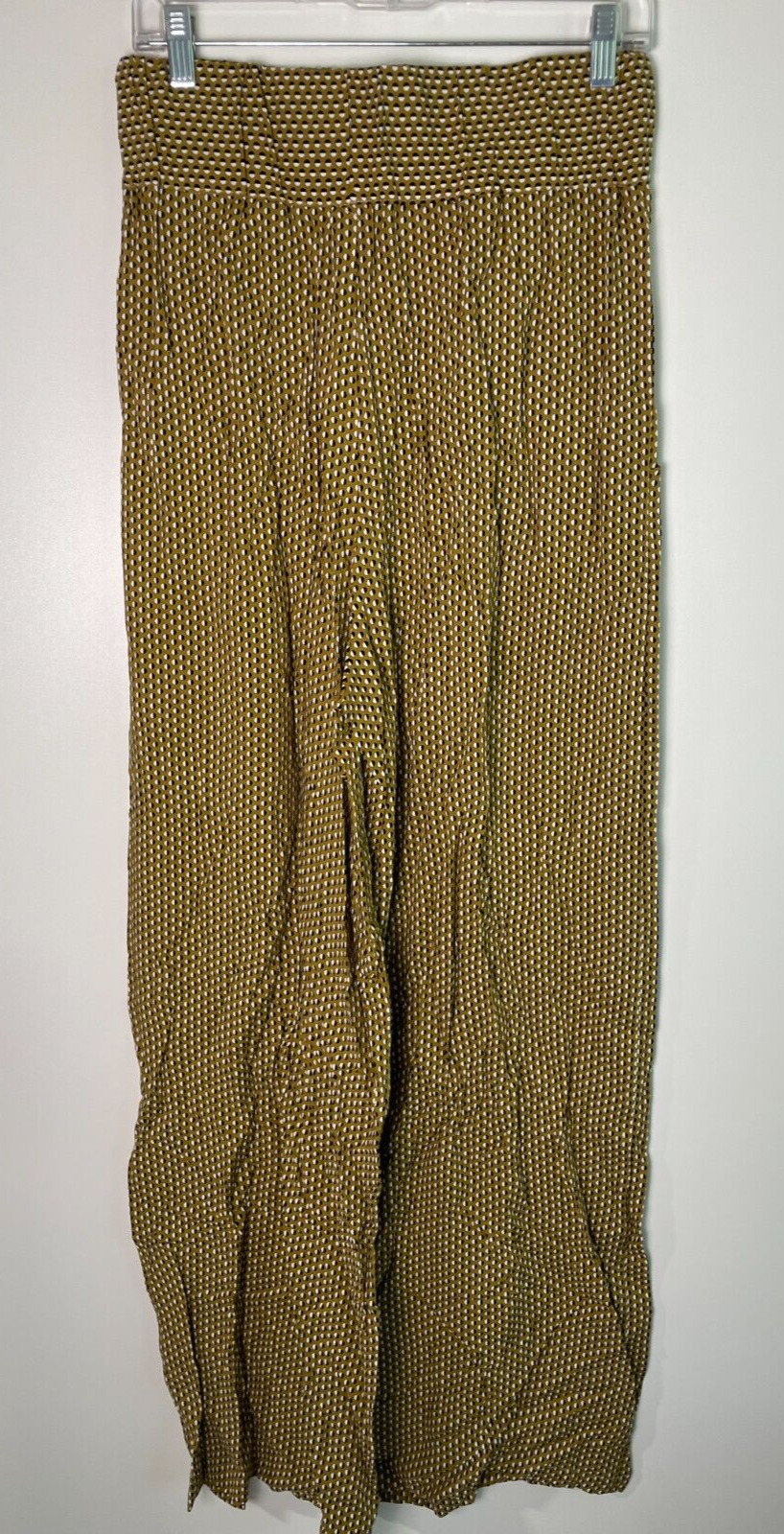Meg Womens M Jackie 70s Print Polka Dot High Waisted Wide Flare Leg Pants