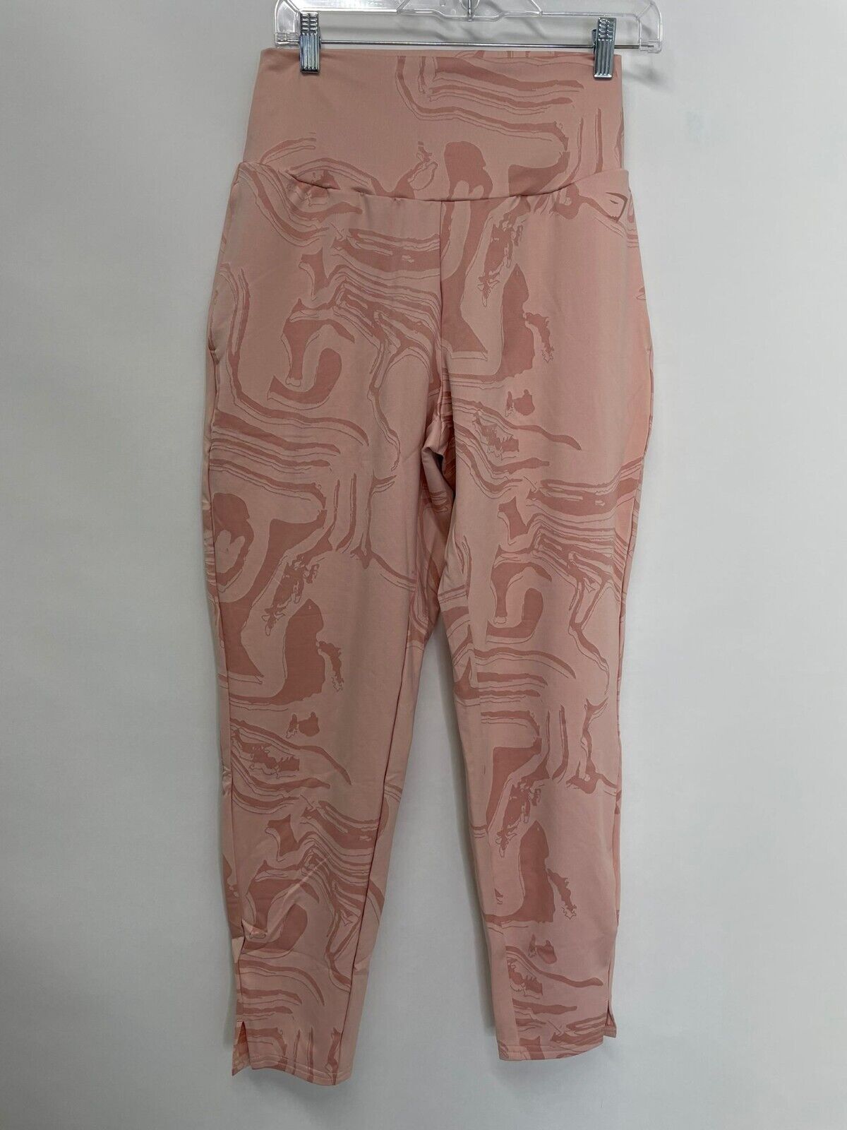 Gymshark Womens M GS Power Bottoms Light Pink Marble Print Gym Pants