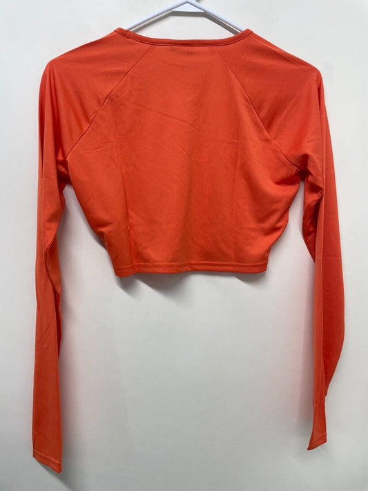Gymshark Womens S Training Long Sleeve Crop Top Orange Crewneck Gym B2A4F-OBC7