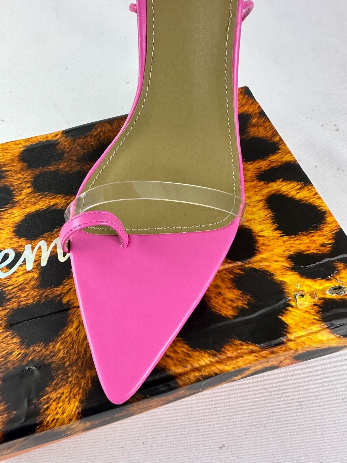 Lemonade Womens 7.5 Kamali Pink Perspex Strap Lace Up Point Toe Heels Barbiecore