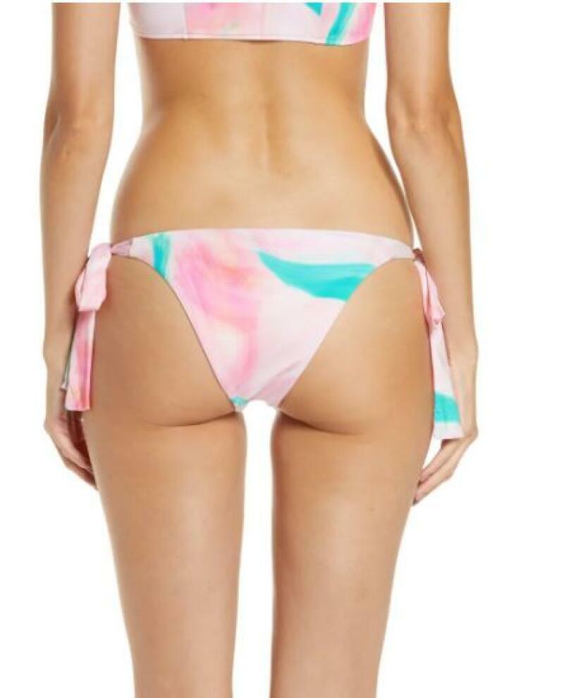 Frankies Womens S Trip Pink Veronica Side Tie Bikini Bottom Swim