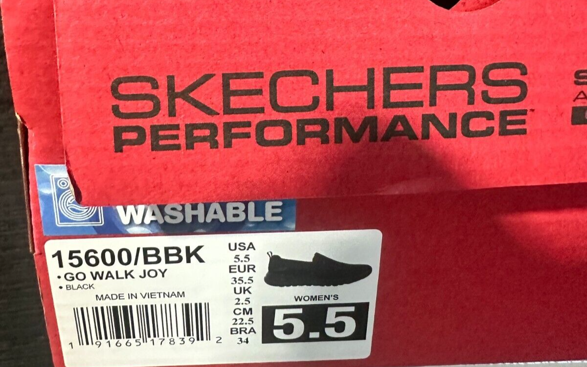 Skechers Women's 5.5 GO WALK JOY Slip On Walking Sneaker Shoes Black 15600-BBK