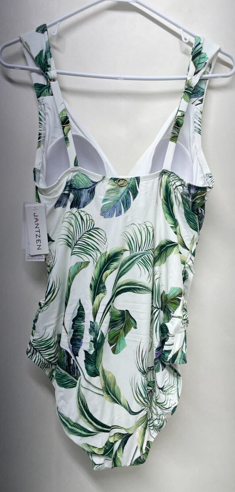 Jantzen Women 16 Jungle Look Surplice One Piece White Tummy Control Swimsuit