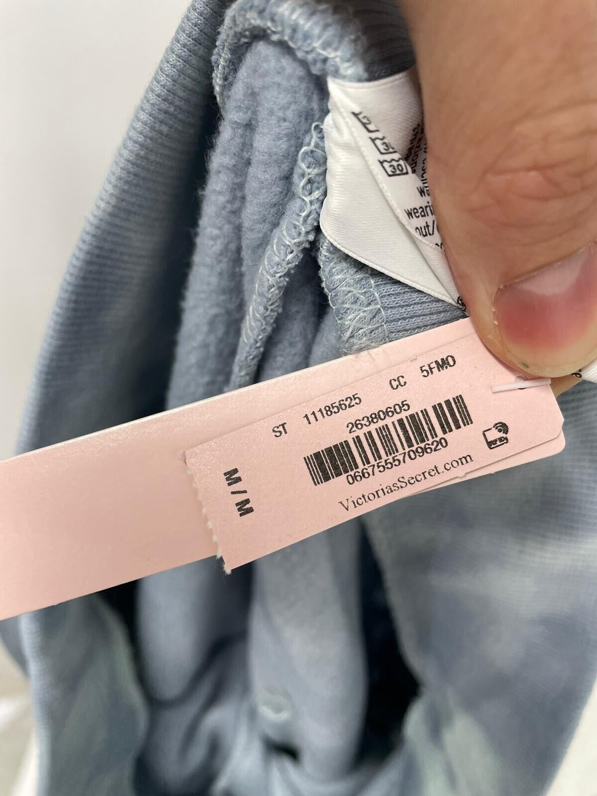 Victoria's Secret Women M Cotton Fleece High Rise Jogger Pant Blue Tie Dye Sweat