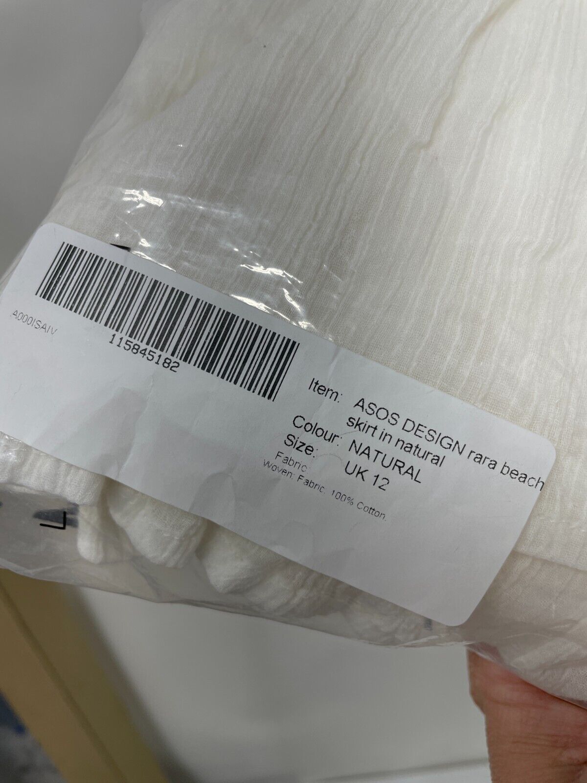 ASOS Design Womens 10 Rara Beach Skirt Ivory High Rise Tie-Waist 115845182