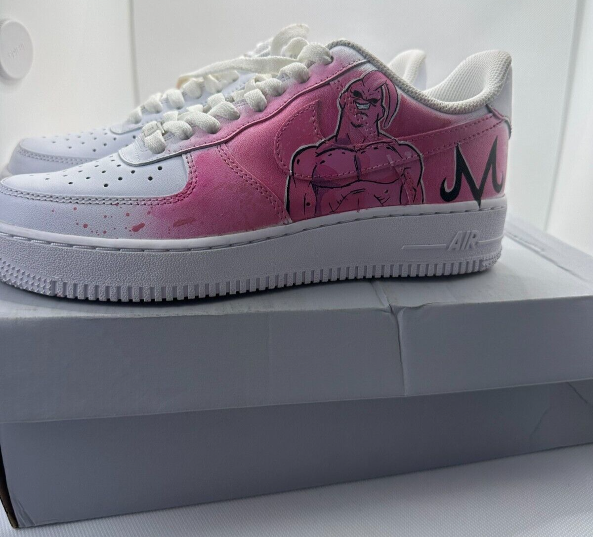 Nike Mens 7.5 W9 Air Force 1 '07 White Custom Airbrush Majin Buu Goku CW2288 DBZ