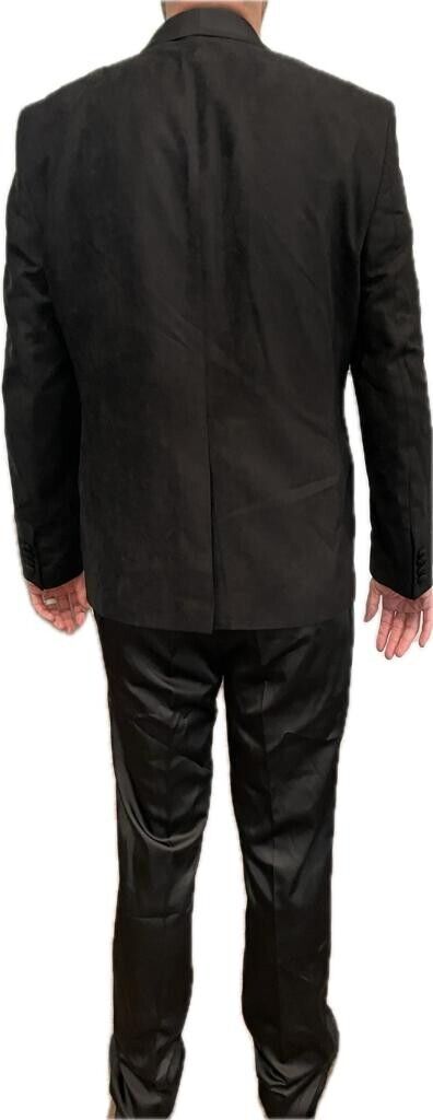 Baggi Mens 44R Black Shawl Collar Velvet 3 Piece Suit Sparkle Satin Sal Yaka