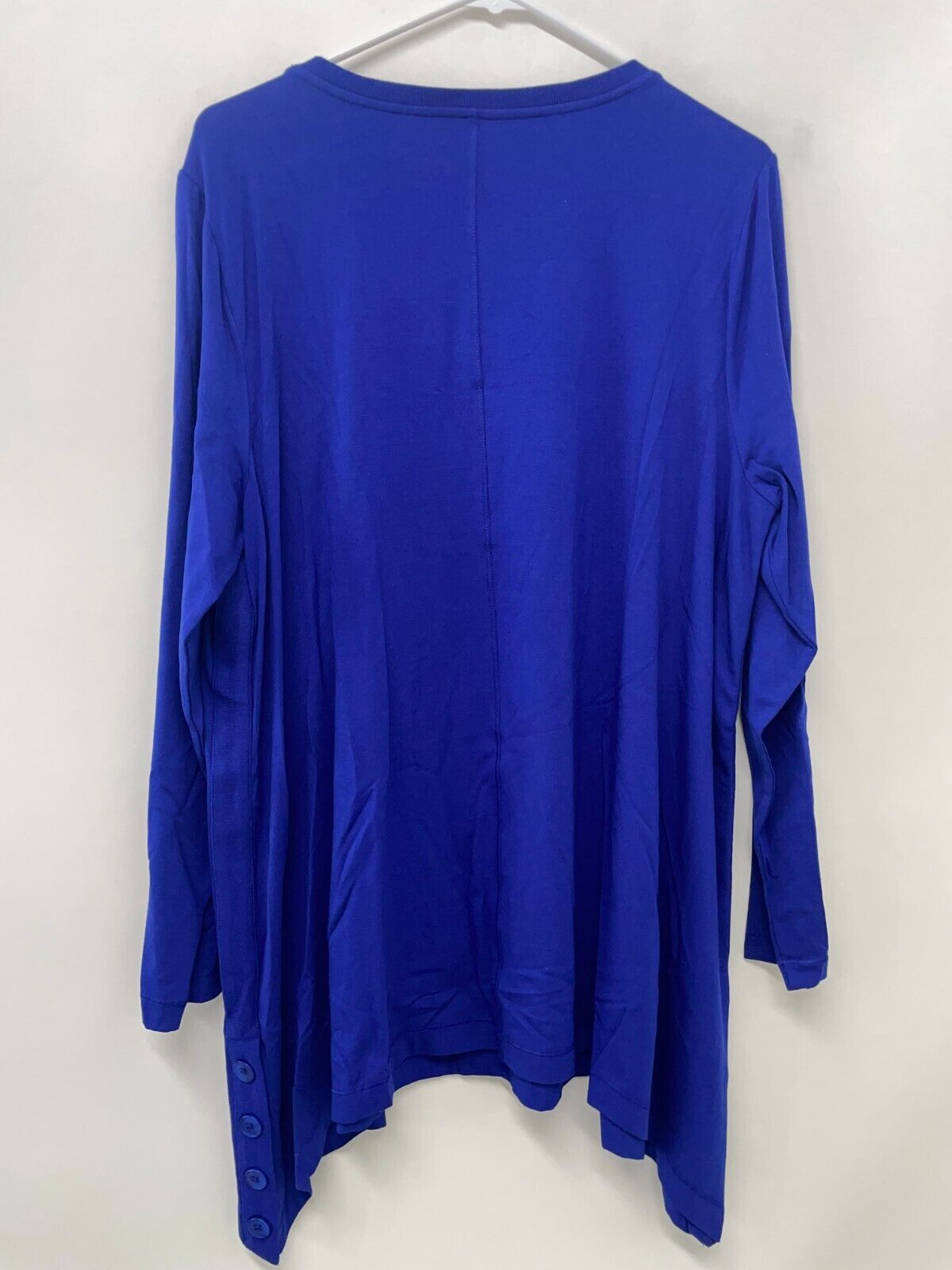 Chicos Women 3 Touch of Cool Side Button Tunic Seafaring Blue V-Neck T Shirt Top