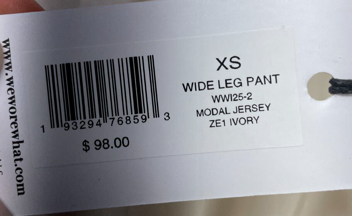 Weworewhat Womens XS Wide Leg Pants White Modal Jersey Ivory Pockets WWI25-2