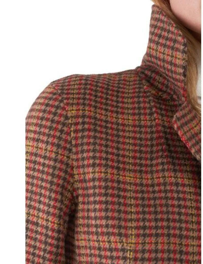 Sosken Womens 4 Multicolor Jimi Houndstooth Flare Coat Overcoat Trench Jacket