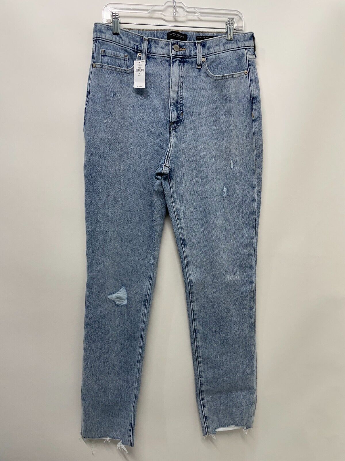 Banana Republic Women's 31 Long The Slim Jean Light Stone Wash Blue Stretch NWT