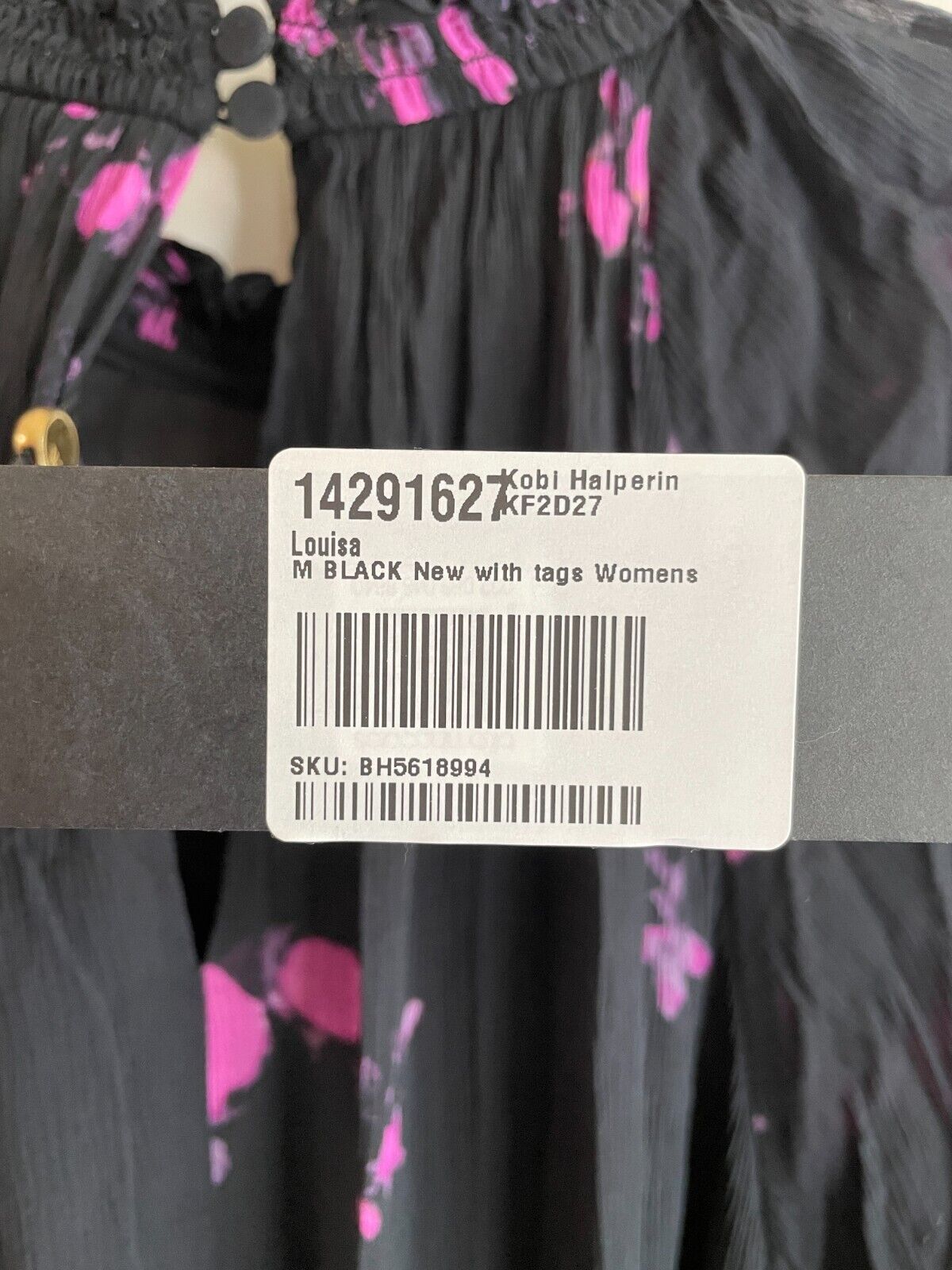 Kobi Halperin Womens M Luisa Floral Printed Chiffon Dress Black Purple KF2D27