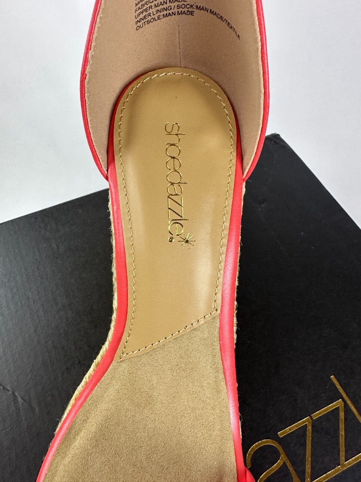 ShoeDazzle Womens 8 Jenna Buckle Hot Coral Espadrille Wedges Sandals Heels