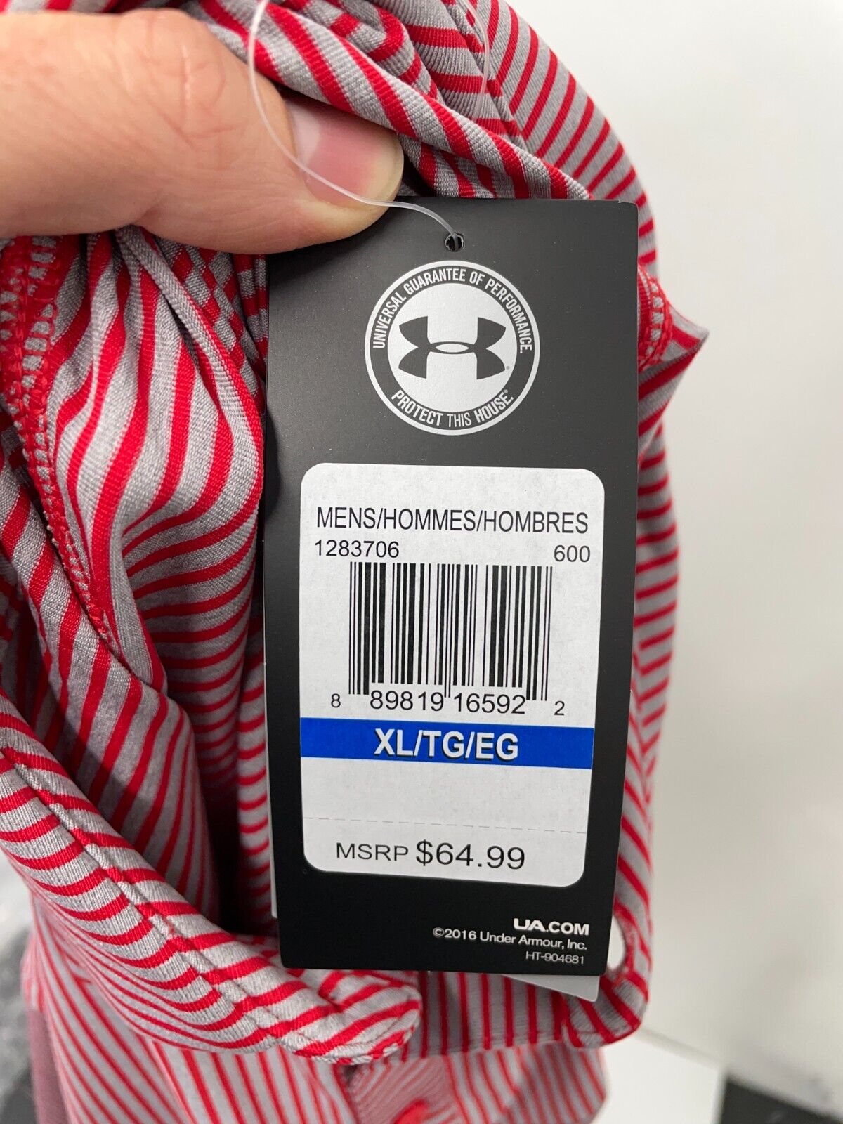 Under Armour Men's XL Playoff Polo Red Gray Stripe Loose Fit UPF 30 1283706 NWT