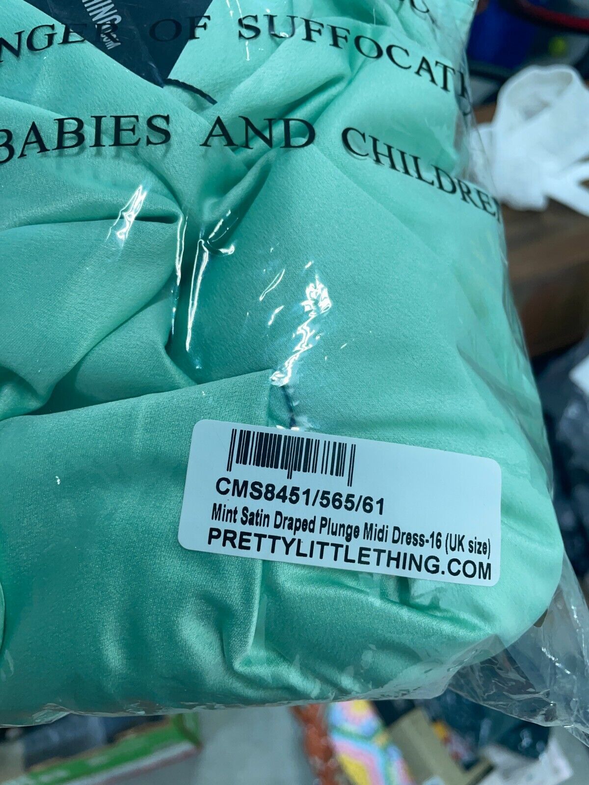 PrettyLittleThing Womens 12 Satin Draped Plunging Neckline Midi Dress Mint Green