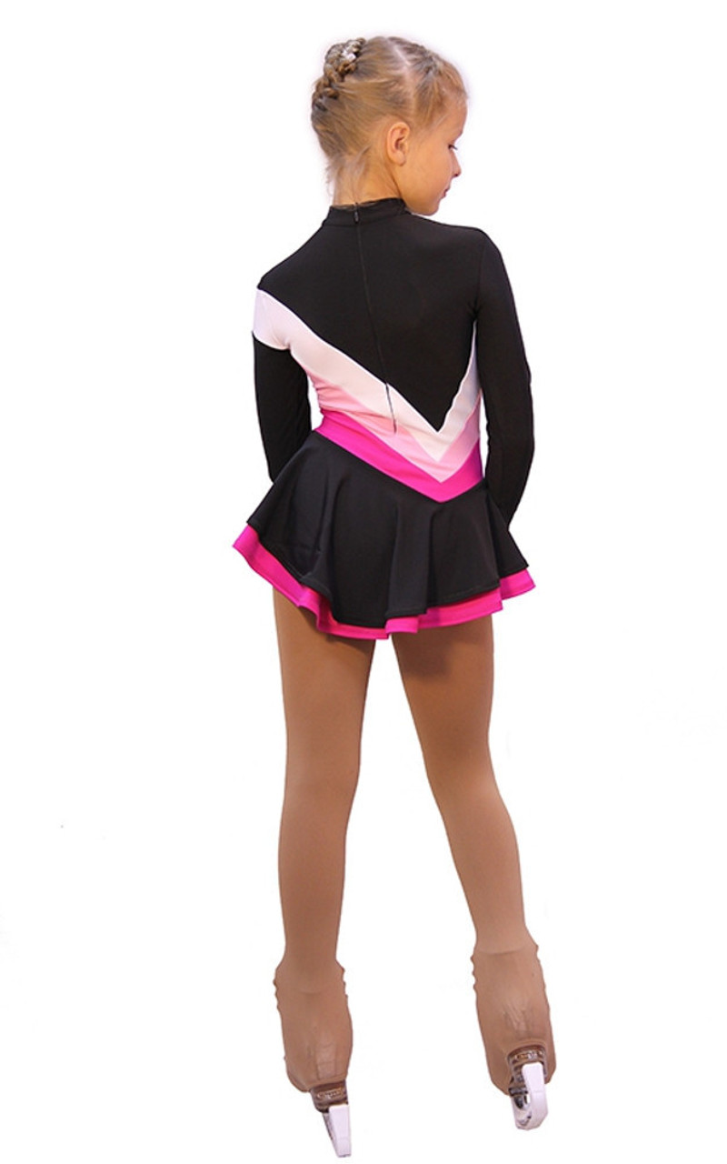 IceDress Girls L Figure Skating Dress Thermal Camel Spin White Pink Fuchsia
