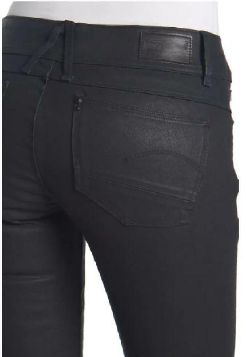 Raw G-Star Womens 25 3d Dark Aged Black Lynn Mid Waist Skinny Jeans Denim Wax