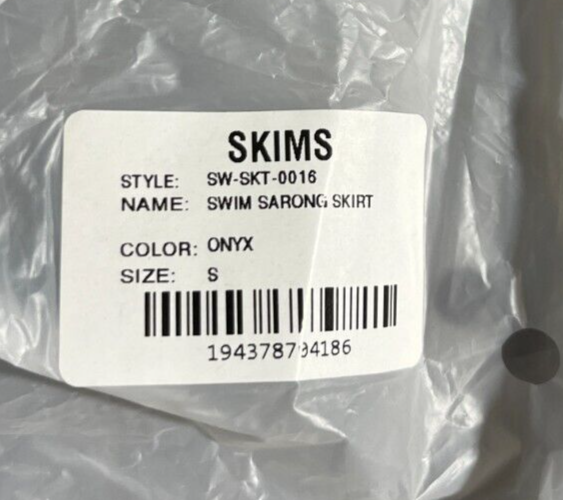 SKIMS Women's S Signature Swimsuit Cover Up Sarong Skirt Onyx Black SW-SKT-0016