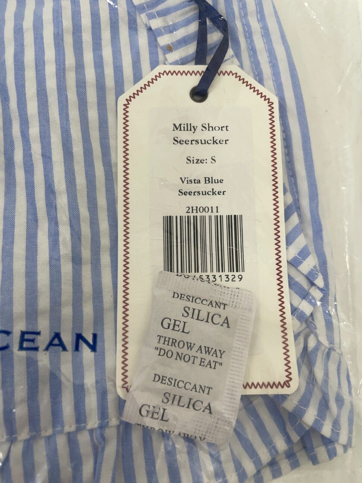 Classic Prep Girls S Milly Short Vista Blue Seersucker Stripe Ruffle Trim Pocket