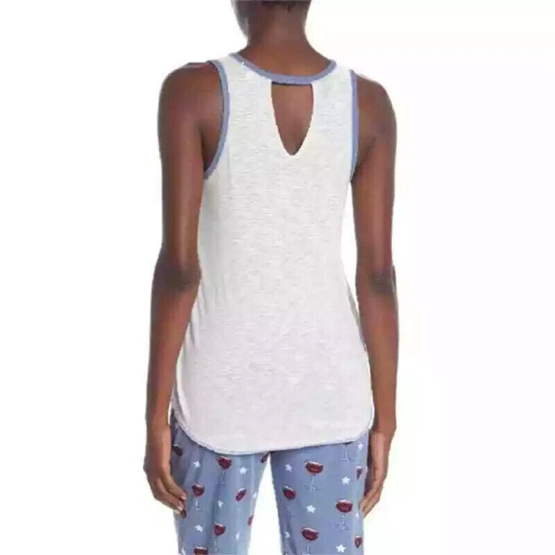 Pj Salvage Womens White Red Wine & Blue Racerback Tank Top Patriotic 4th of July