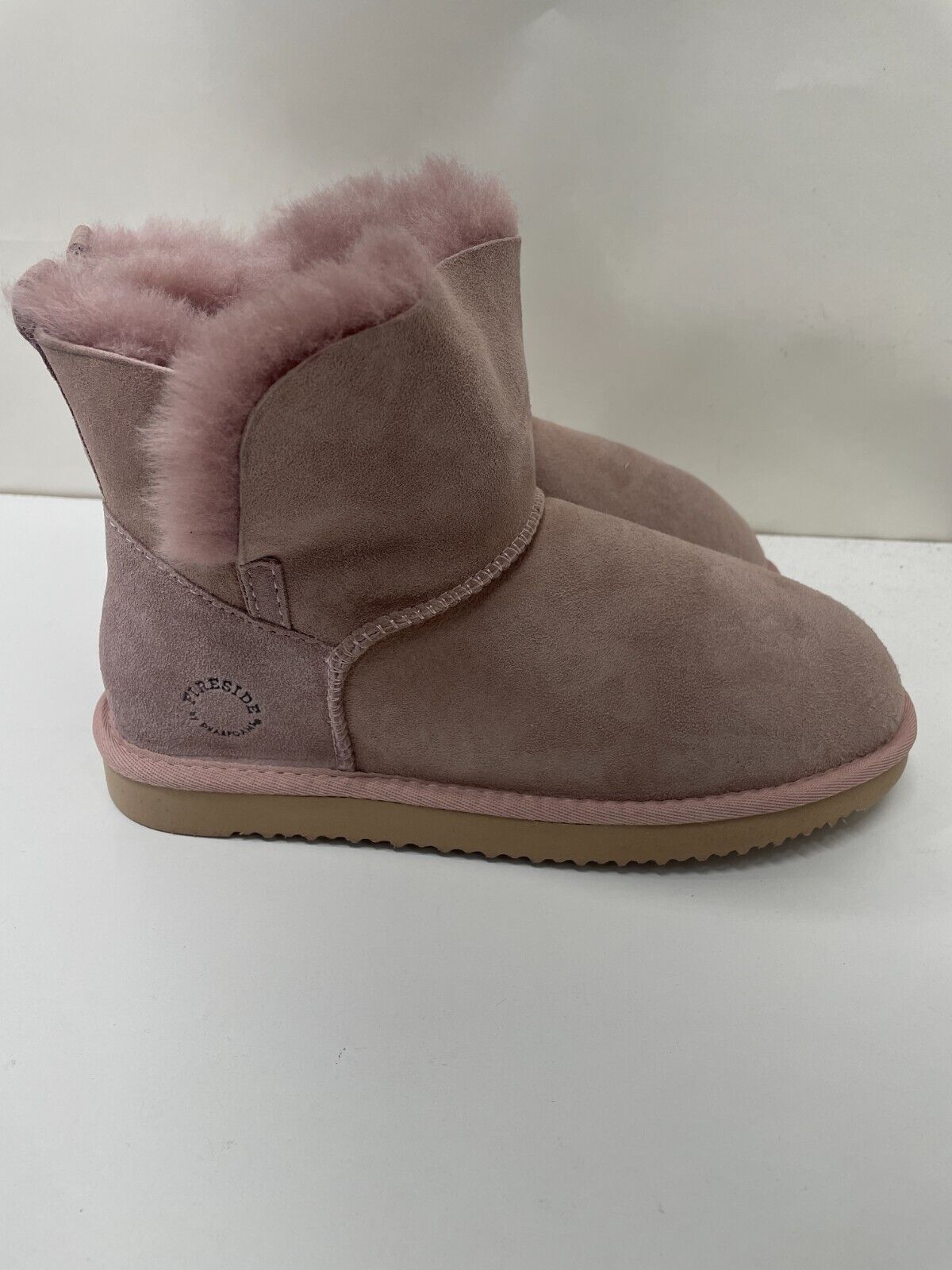 Fireside by Dearfoams Womens 10 Perth Genuine Shearling Foldover Boot Slipper