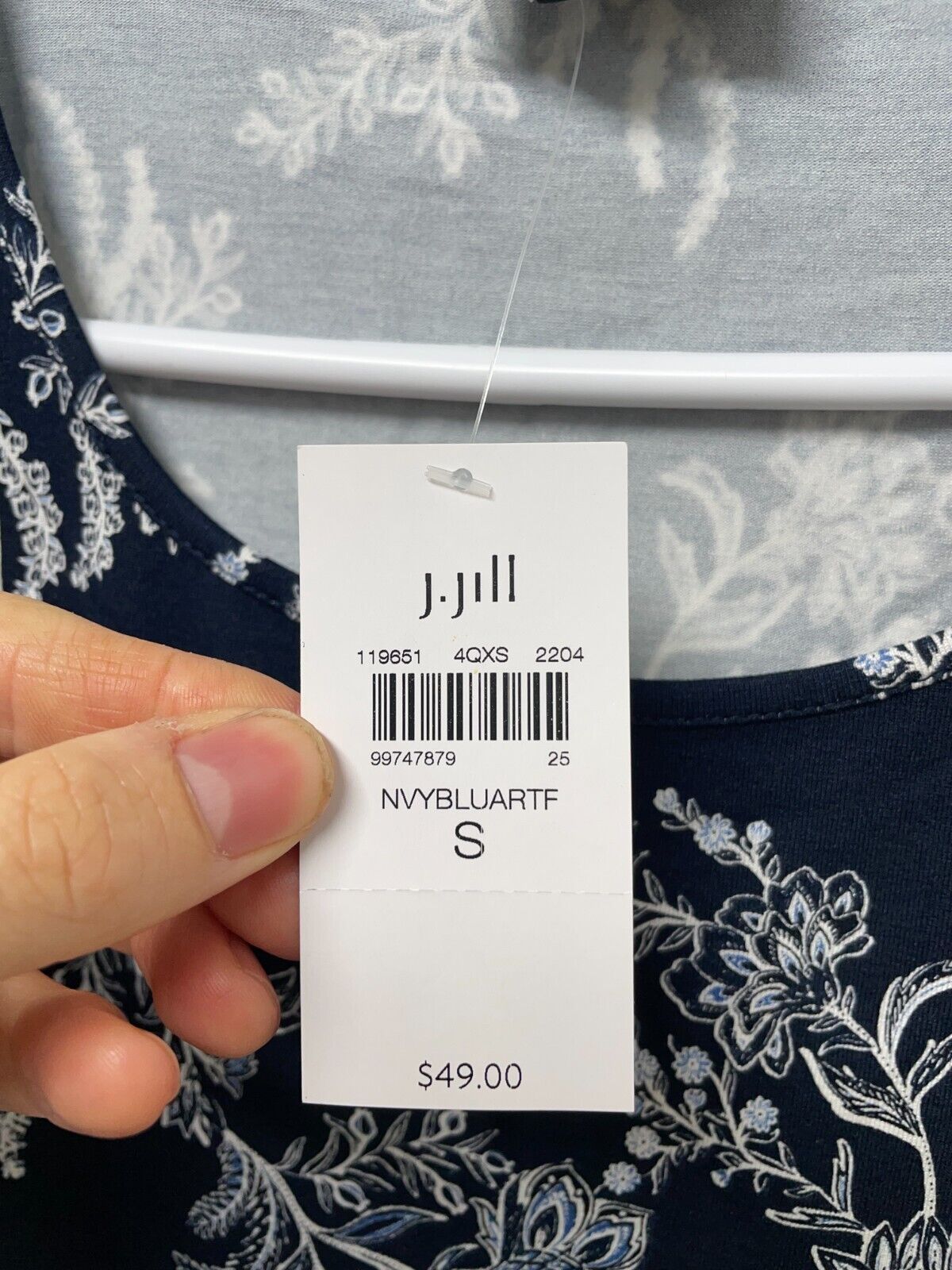 J. Jill Women S Wearever Easy A-Line Tank Top Navy Blue Floral Sleeveless 119651