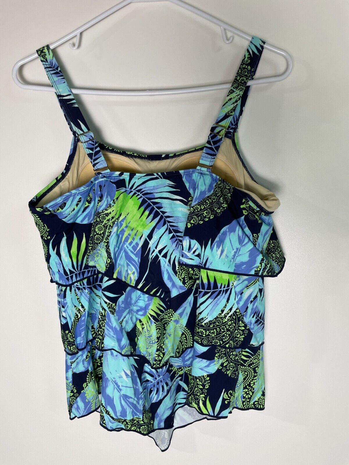 Susan Graver Women 12 Soleil Tiered Tankini Skirt Paisley Palm A636603 Swimsuit