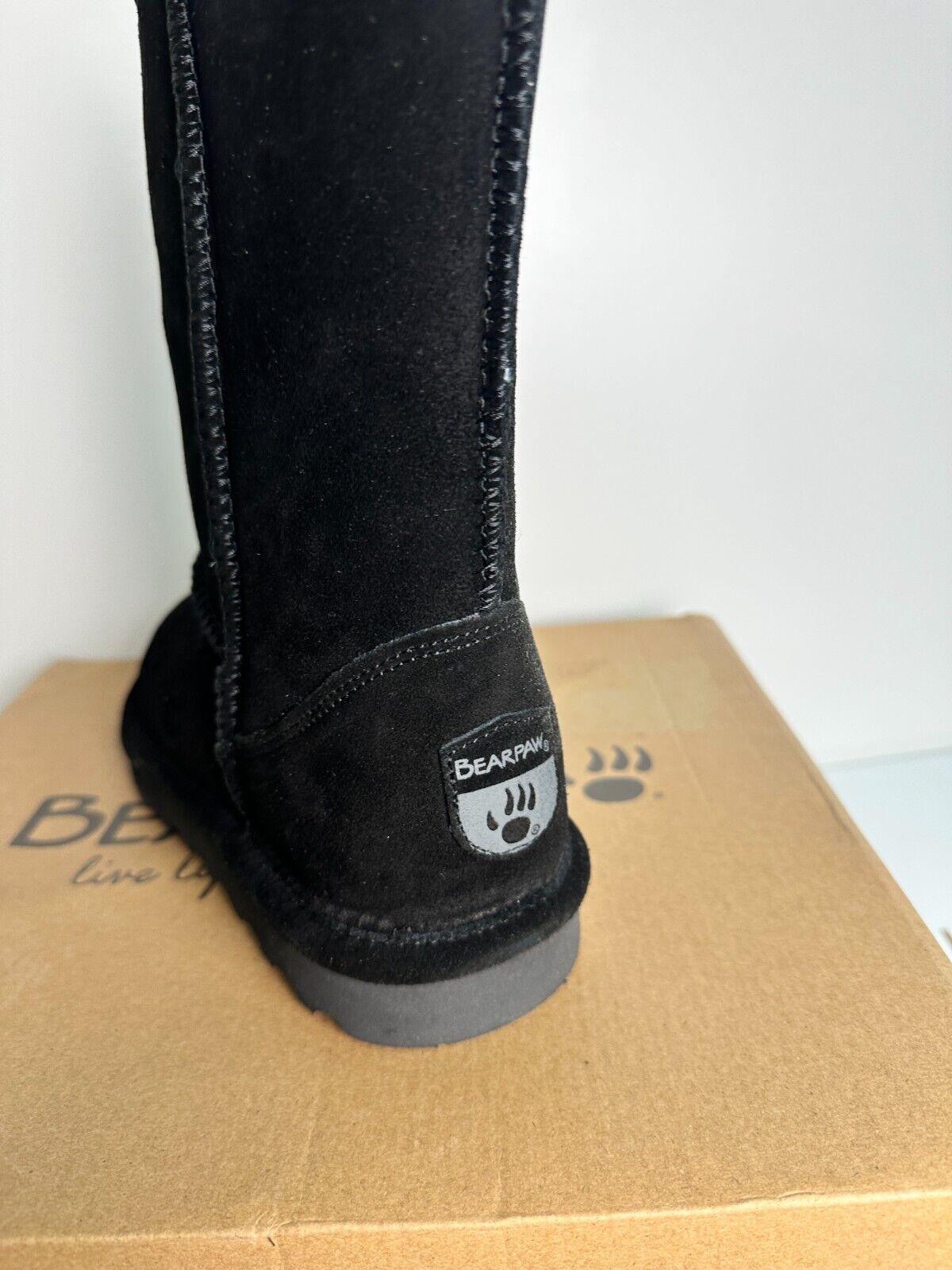 Bearpaw Women's 7 Elle Water Resistant Short Fur Boot Black Suede 1959W-011