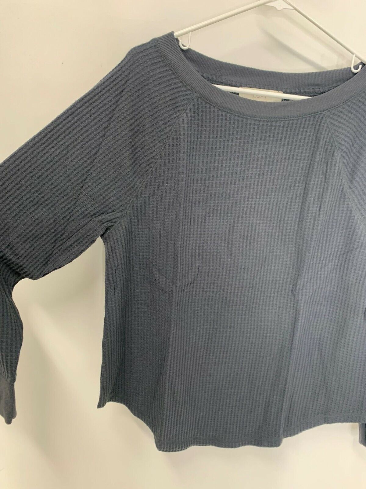 Loft Womens L Lot of 2 Waffle Gray Ivory Shirttail Tunic Top Sweater Ann Taylor