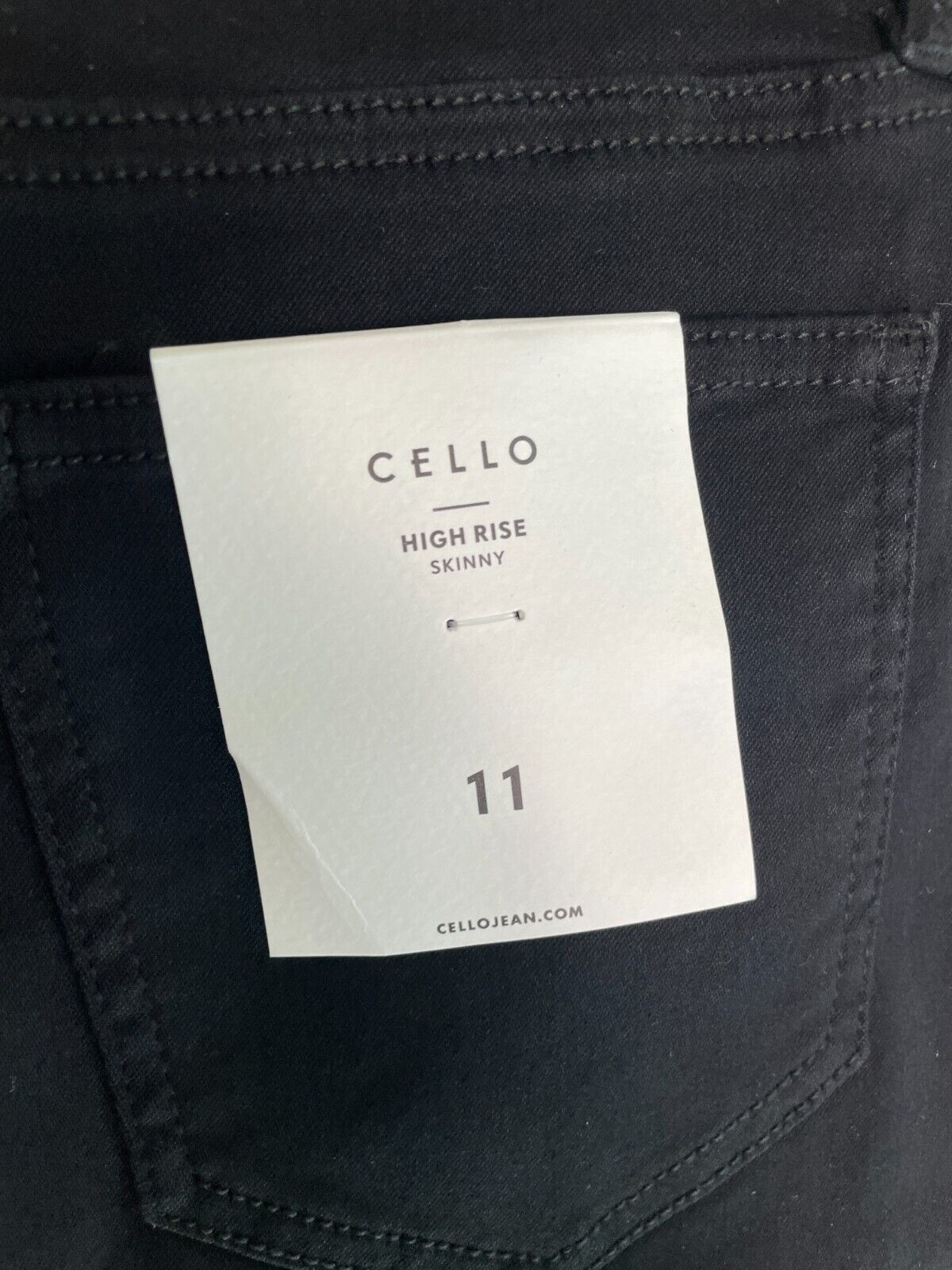 Cello Women's 11 High Rise Sailor ButtonAnkle Skinny Jeans Black Dark Wash Denim