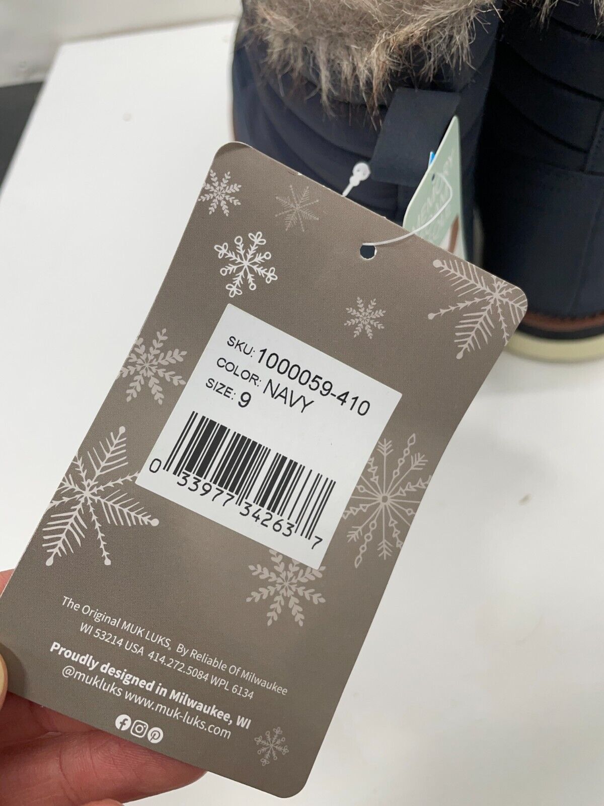 MUK LUKS Womens 9m Cold Weather Furry Booties Navy Blue 1000059