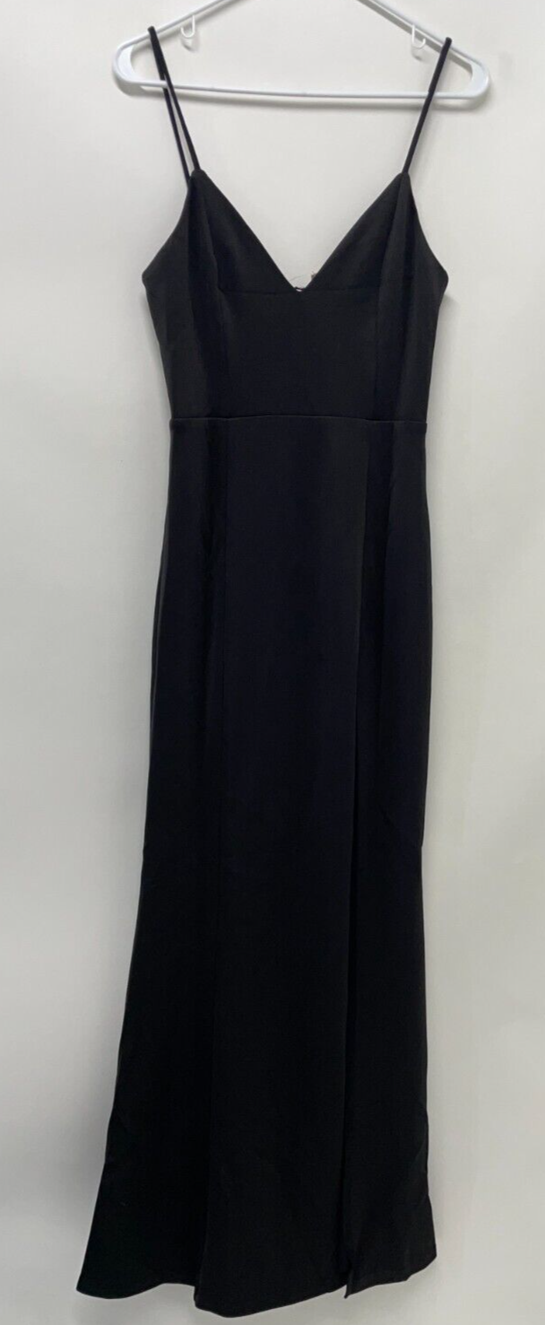 Showpo Womens 6 Dare To Dream Split Maxi Dress Black Sleeveless V-Neck Bodycon