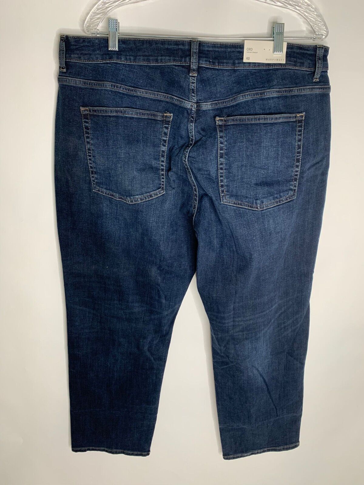 Warp + Weft Mens 40x30 38x29 Ord Chicago Straight Jeans Indigo Dark Wash