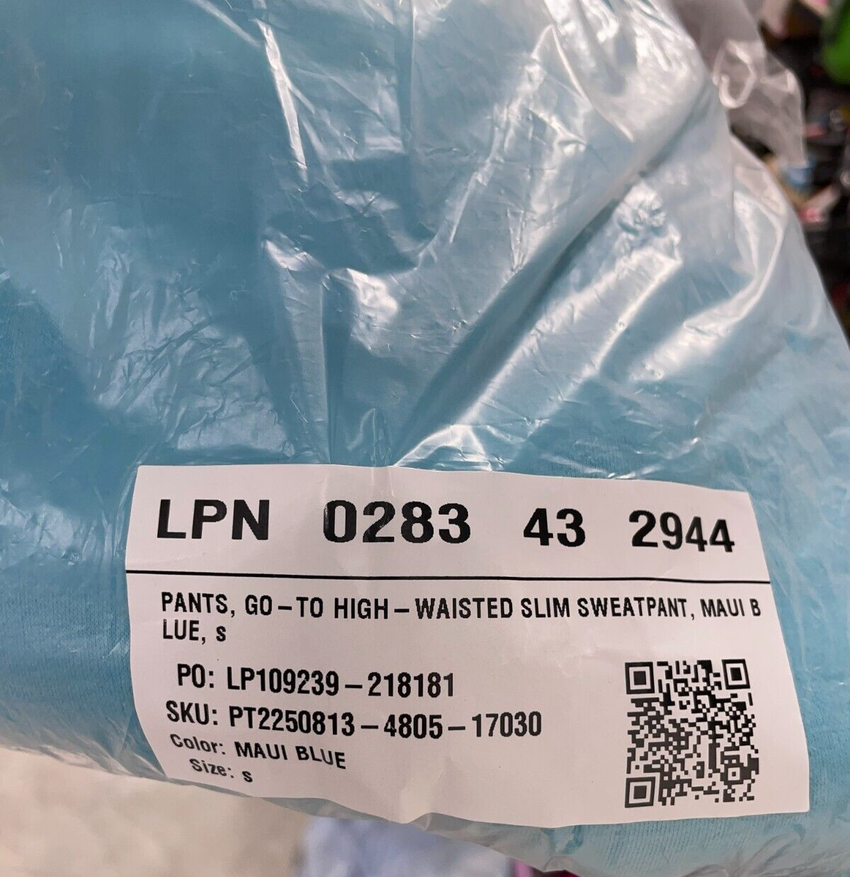 Fabletics Women's S Go-To Slim Sweatpants Maui Blue Fleece Pockets PT2250813 NWT