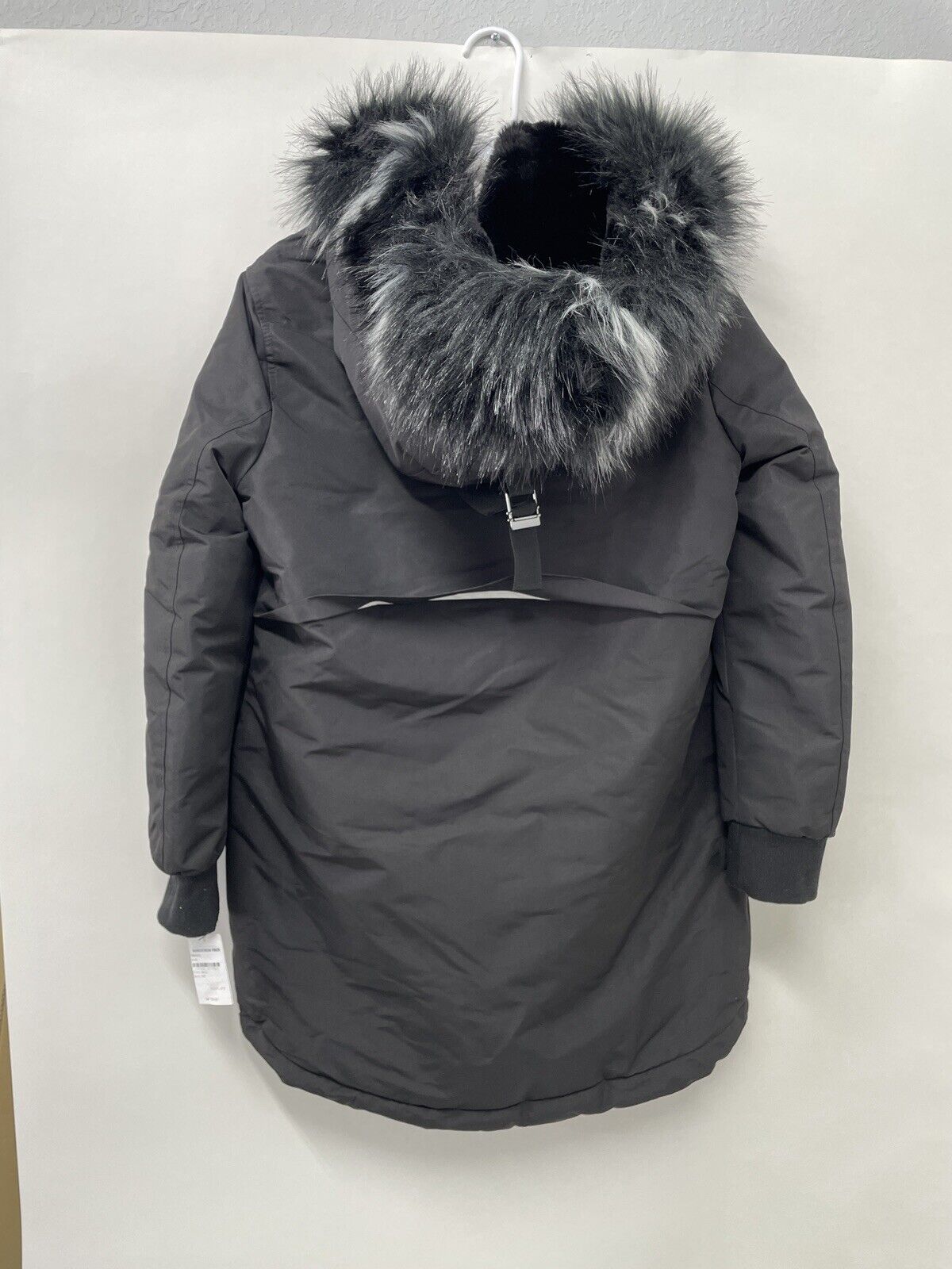Marc New York Womens S Black Carina Water Resistant Hooded Parka Faux Fur Trim