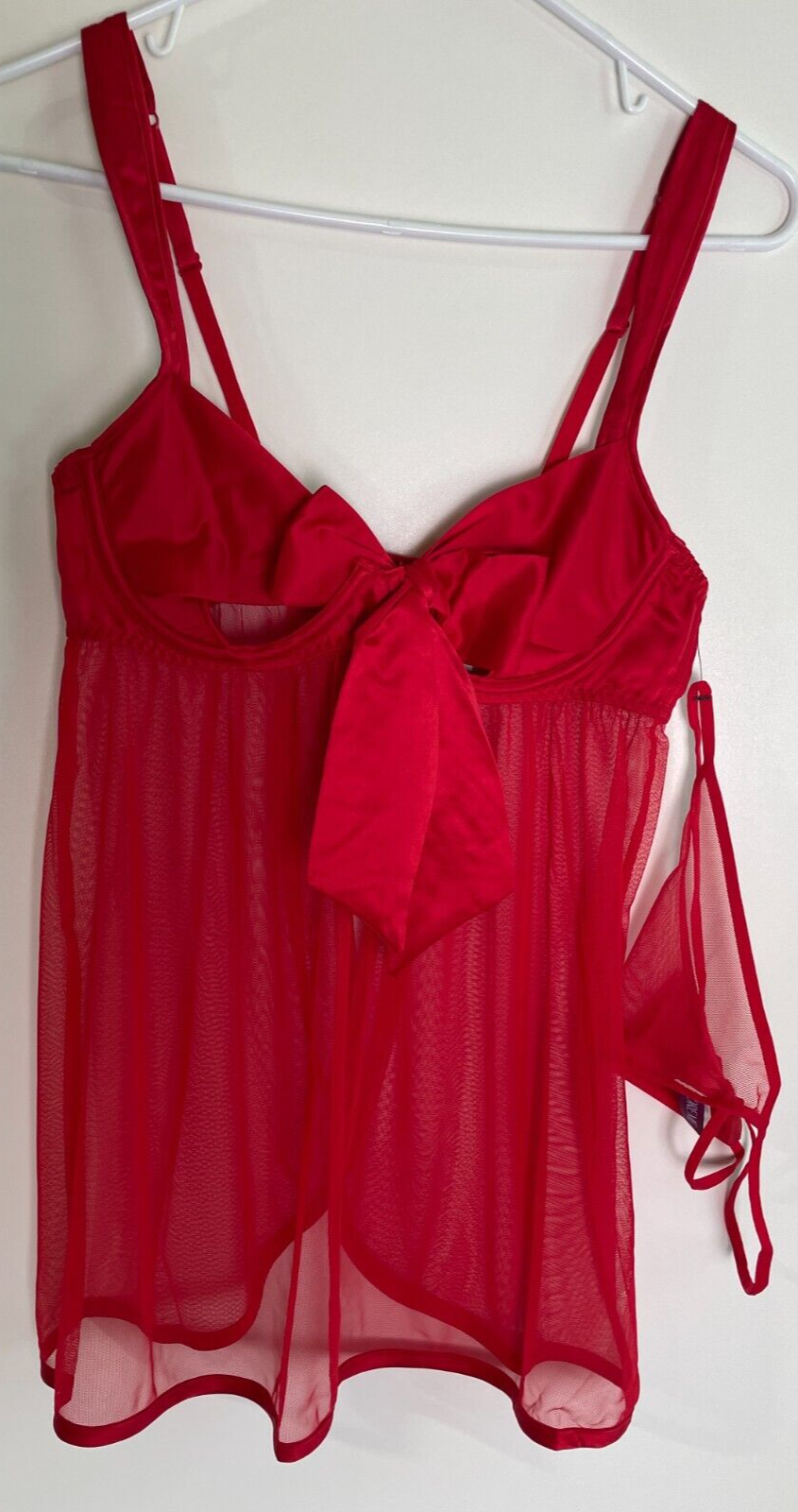 Adore Me Women's M Besima Unlined Babydoll Lingerie Set True Red LI-07847-BBD