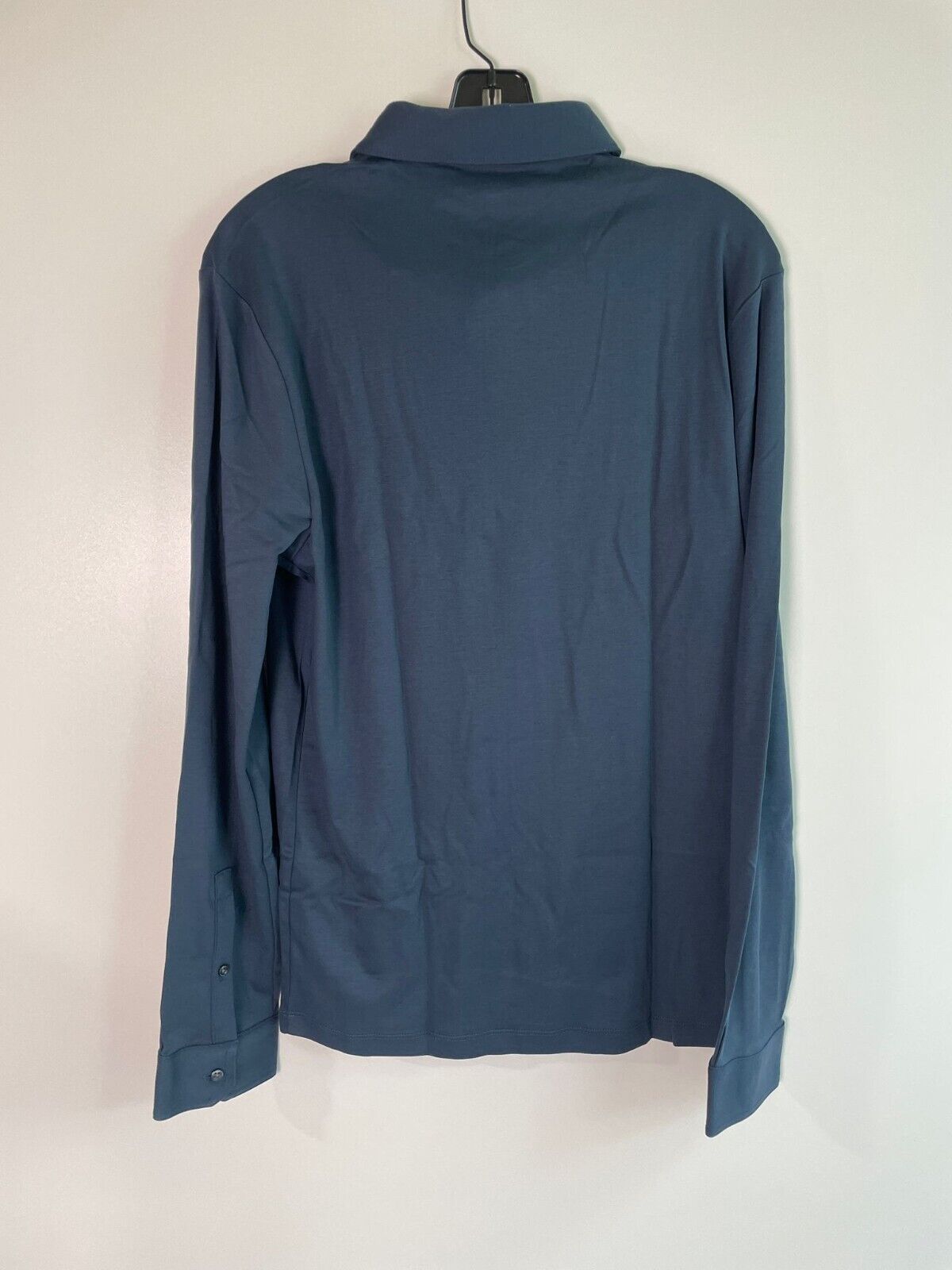 Charles Tyrwhitt Mens XS Petrol Blue Plain Long Sleeve Smart Jersey Polo Shirt