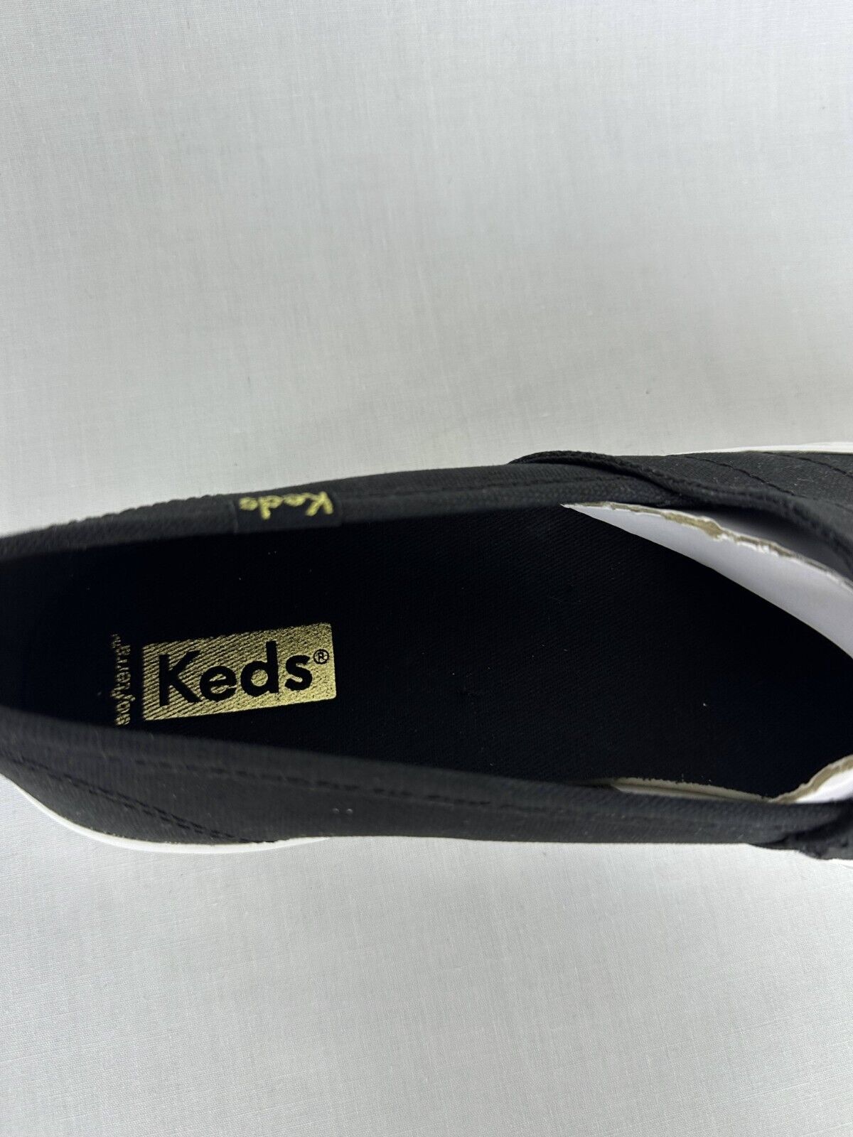 Keds Womens 7.5 Double Decker Wave Canvas Sneakers Black Slip On Low Top WF66526