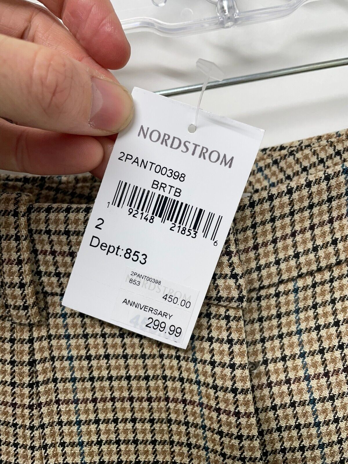 A.L.C. Womens 2 Edwin Dress Pants Brown Teal Split Leg Houndstooth Plaid