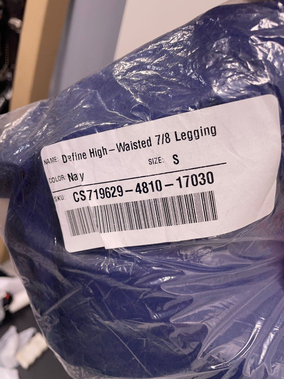 Fabletics Womens S Define High Waisted 7/8 Legging Navy Blue Yoga Pant Gym