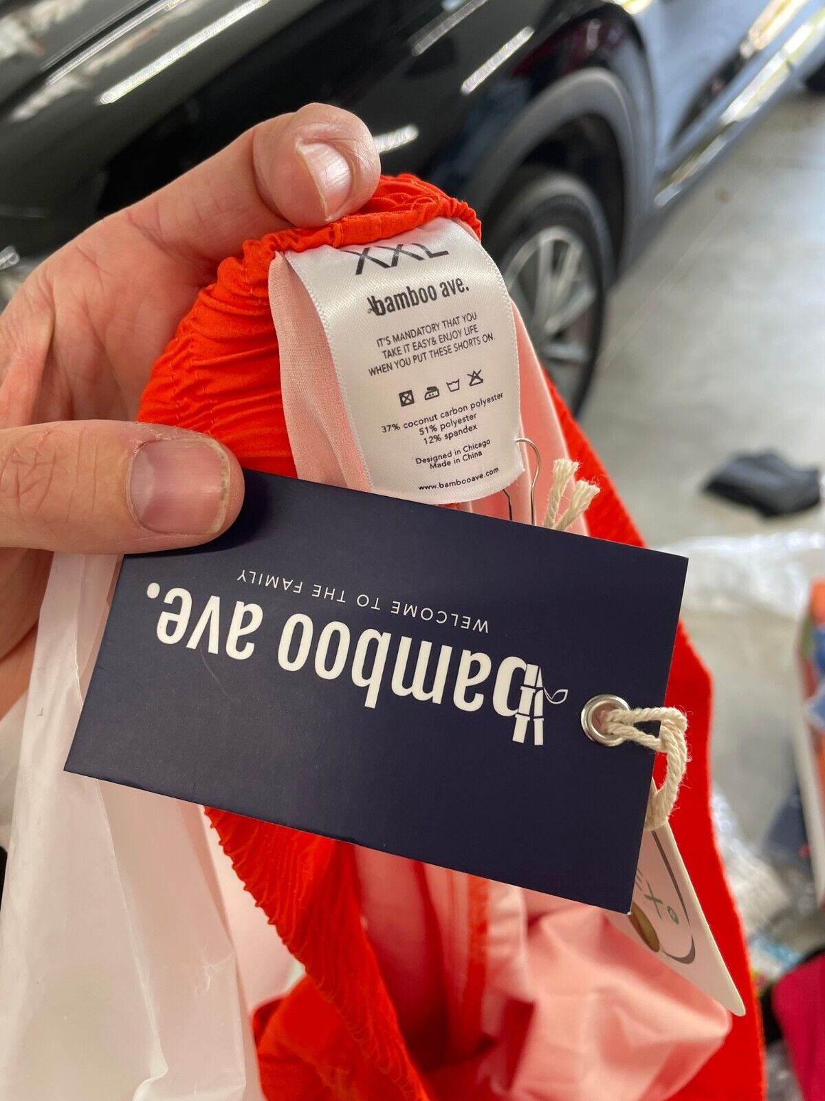 Bamboo Ave Mens XXL 7" Swim Shorts Trunks Swimsuit Unlined Orange Coconut