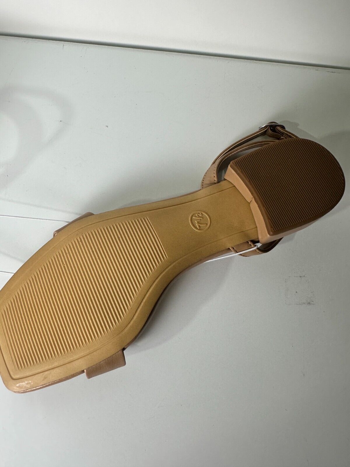 A New Day Women's 7.5 Delores Square Toe Ankle Strap Sandals Tan 096-07-3003
