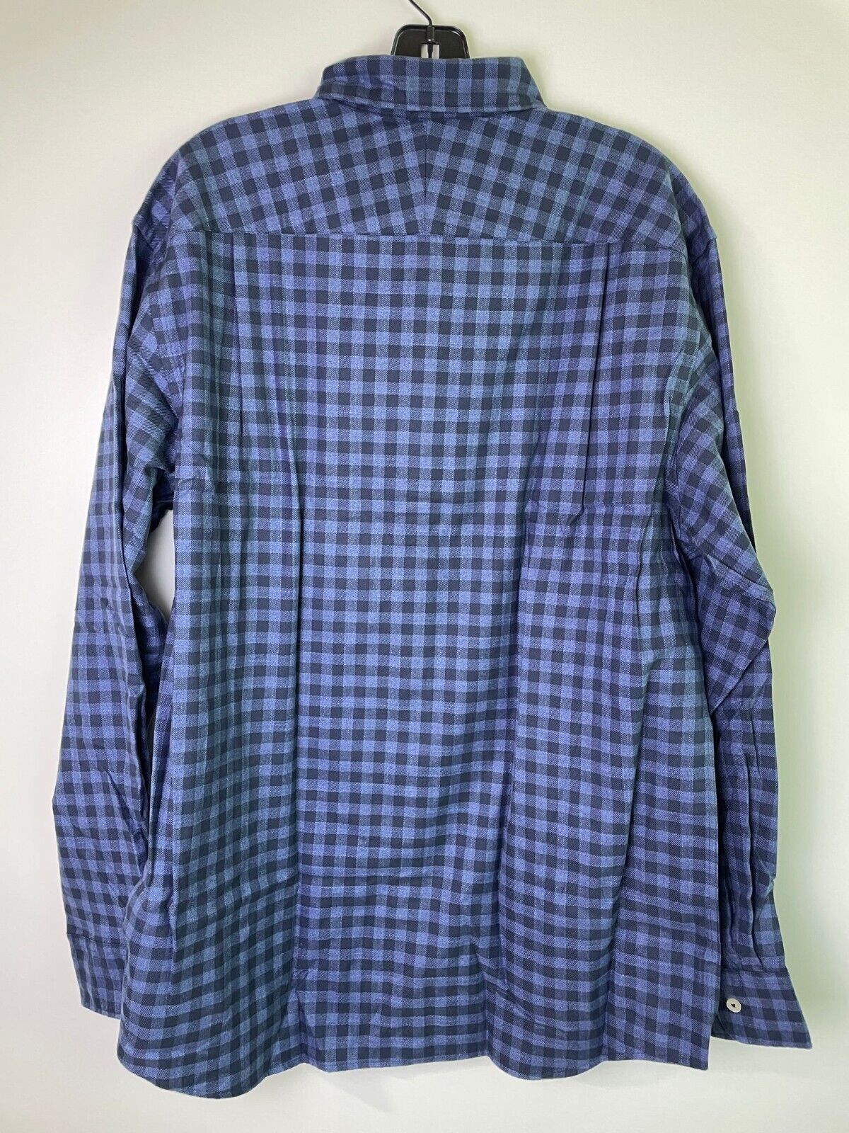 Charles Tyrwhitt Mens L Non-Iron Twill Gingham Plaid Shirt Indigo Classic Fit