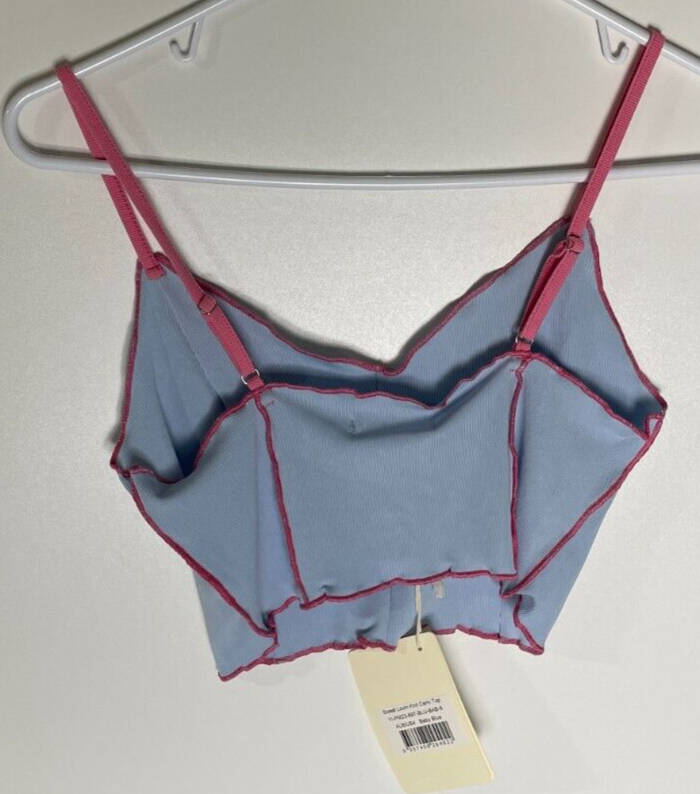 Peppermayo Women's 4 Sweet Lovin Knit Cropped Cami Top Baby Blue PM23-897
