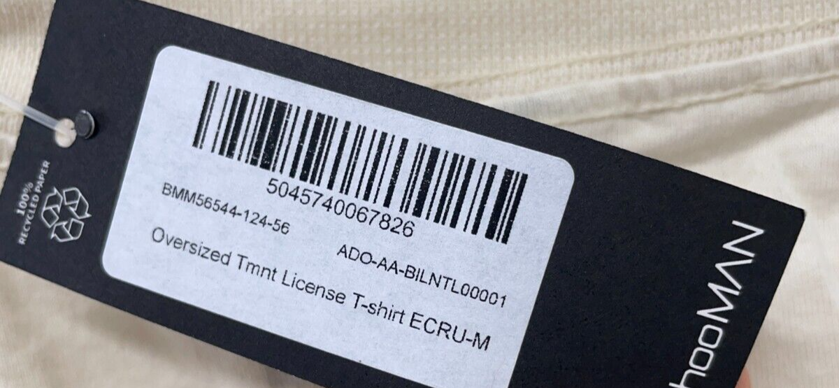 Boohoo MAN Mens M Oversized Teenage Mutant Ninja Turtle License T-Shirt Ivory