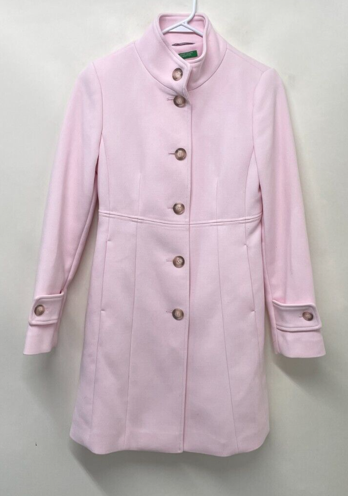 United Colors of Benetton Womens 2/38 Over Coat Baby Pink Trench Button Front